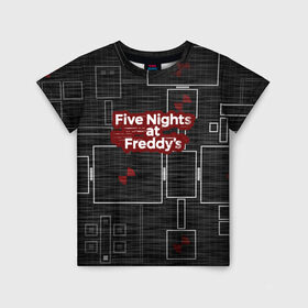 Детская футболка 3D с принтом Five Nights At Freddy в Кировске, 100% гипоаллергенный полиэфир | прямой крой, круглый вырез горловины, длина до линии бедер, чуть спущенное плечо, ткань немного тянется | 5 ночей с фредди | five nights at freddys | fnaf | игра | игрок | книга | логотип | пиццерия | подарок | страшилка | схема | фнаф | фредди