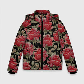 Зимняя куртка для мальчиков 3D с принтом Красные розы на черном фоне в Кировске, ткань верха — 100% полиэстер; подклад — 100% полиэстер, утеплитель — 100% полиэстер | длина ниже бедра, удлиненная спинка, воротник стойка и отстегивающийся капюшон. Есть боковые карманы с листочкой на кнопках, утяжки по низу изделия и внутренний карман на молнии. 

Предусмотрены светоотражающий принт на спинке, радужный светоотражающий элемент на пуллере молнии и на резинке для утяжки | 8 марта | flowers | summer | ботаническая иллюстрация | весна | зеленый | красный | лето | любовь | праздник | принт | природа | растения | розы | цветы | черный