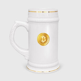 Кружка пивная с принтом bitcoin в Кировске,  керамика (Материал выдерживает высокую температуру, стоит избегать резкого перепада температур) |  объем 630 мл | bitcoin | btc | биткоин | валюта | деньги | криптовалюта