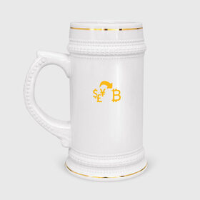 Кружка пивная с принтом bitcoin в Кировске,  керамика (Материал выдерживает высокую температуру, стоит избегать резкого перепада температур) |  объем 630 мл | bitcoin | btc | биткоин | валюта | деньги | криптовалюта