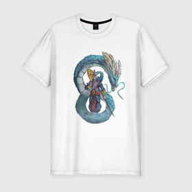 Мужская футболка хлопок Slim с принтом Царь морей в Кировске, 92% хлопок, 8% лайкра | приталенный силуэт, круглый вырез ворота, длина до линии бедра, короткий рукав | dragon | magic | smoke | staff | владыка | дракон | дымка | жезл | магия
