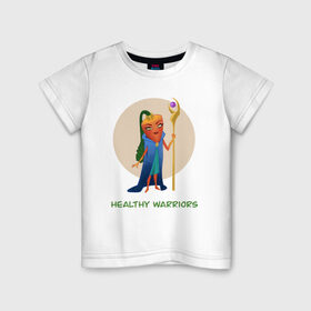 Детская футболка хлопок с принтом Здоровые воины в Кировске, 100% хлопок | круглый вырез горловины, полуприлегающий силуэт, длина до линии бедер | здоровье | маг | морковь | овощи | оранжевый
