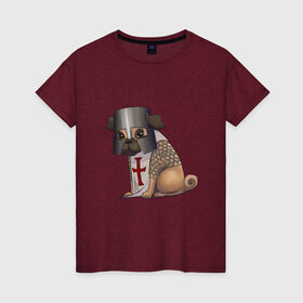 Женская футболка хлопок с принтом Сэр мопс в Кировске, 100% хлопок | прямой крой, круглый вырез горловины, длина до линии бедер, слегка спущенное плечо | крестоносец | мопс | пёс | собака | тамплиер