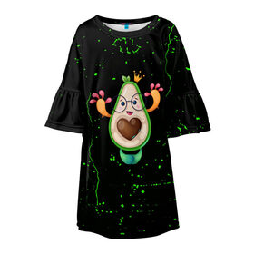 Детское платье 3D с принтом Авокадо в Кировске, 100% полиэстер | прямой силуэт, чуть расширенный к низу. Круглая горловина, на рукавах — воланы | авокадо | веган | еда блогеров | мемы | минимализм | прикольные картинки | прикольные надписи | растение | смешное авокадо | фрукт