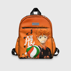 Детский рюкзак 3D с принтом Волебольная команда из аниме HAIKYUU!! в Кировске, 100% полиэстер | лямки с регулируемой длиной, сверху петелька, чтобы рюкзак можно было повесить на вешалку. Основное отделение закрывается на молнию, как и внешний карман. Внутри дополнительный карман. По бокам два дополнительных кармашка | Тематика изображения на принте: anime | haikyu | haikyuu | karasuno | аниме | волейбол | ворон | карасуно | манга | мяч | сёё хината