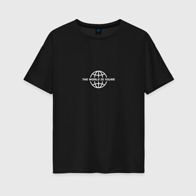 Женская футболка хлопок Oversize с принтом Мир принадлежит тебе! в Кировске, 100% хлопок | свободный крой, круглый ворот, спущенный рукав, длина до линии бедер
 | глобус | линии | мир | мотивация | надпись | настроение | планета