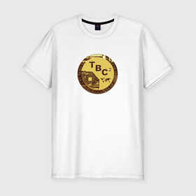 Мужская футболка хлопок Slim с принтом bitcoin в Кировске, 92% хлопок, 8% лайкра | приталенный силуэт, круглый вырез ворота, длина до линии бедра, короткий рукав | bitcoin | btc | биткоин | валюта | деньги | криптовалюта