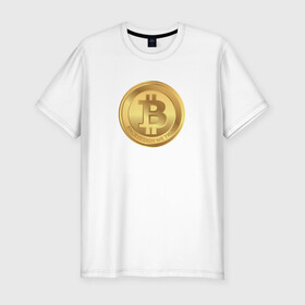 Мужская футболка хлопок Slim с принтом BTC в Кировске, 92% хлопок, 8% лайкра | приталенный силуэт, круглый вырез ворота, длина до линии бедра, короткий рукав | bitcoin | btc | биткоин | валюта | деньги | криптовалюта