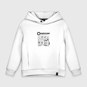 Детское худи Oversize хлопок с принтом Aperture Laboratories в Кировске, френч-терри — 70% хлопок, 30% полиэстер. Мягкий теплый начес внутри —100% хлопок | боковые карманы, эластичные манжеты и нижняя кромка, капюшон на магнитной кнопке | aperture laboratories | game | portal | valve | апертур сайнс | гладос | игра | наука | портал