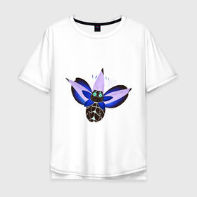 Мужская футболка хлопок Oversize с принтом Хищное насекомое в Кировске, 100% хлопок | свободный крой, круглый ворот, “спинка” длиннее передней части | кусака | насекомое | неон | чудище