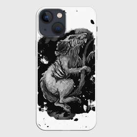 Чехол для iPhone 13 mini с принтом Крыса и черные пятна в Кировске,  |  | белый | графика | кляксы | крыса | мышь | нежить | пятна | хоррор | чернила | черный