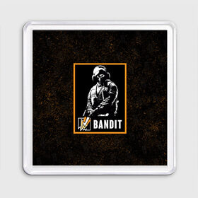 Магнит 55*55 с принтом Bandit в Кировске, Пластик | Размер: 65*65 мм; Размер печати: 55*55 мм | Тематика изображения на принте: bandit | r6s | rainbow six siege | бандит | оперативник | персонаж