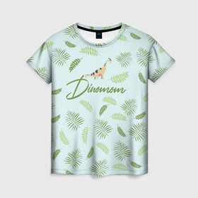 Женская футболка 3D с принтом Dinomom в Кировске, 100% полиэфир ( синтетическое хлопкоподобное полотно) | прямой крой, круглый вырез горловины, длина до линии бедер | dino | dinosaur | family | family look | детские | для всей семьи | семейные | семья | фэмили лук
