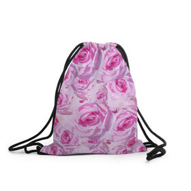 Рюкзак-мешок 3D с принтом Roses в Кировске, 100% полиэстер | плотность ткани — 200 г/м2, размер — 35 х 45 см; лямки — толстые шнурки, застежка на шнуровке, без карманов и подкладки | дизайн с розами | женственность | нежность | роза | розовый принт | розовый фон | розы | цветы