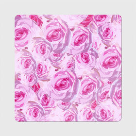 Магнит виниловый Квадрат с принтом Roses в Кировске, полимерный материал с магнитным слоем | размер 9*9 см, закругленные углы | дизайн с розами | женственность | нежность | роза | розовый принт | розовый фон | розы | цветы