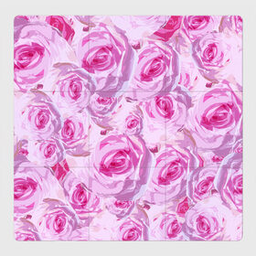 Магнитный плакат 3Х3 с принтом Roses в Кировске, Полимерный материал с магнитным слоем | 9 деталей размером 9*9 см | дизайн с розами | женственность | нежность | роза | розовый принт | розовый фон | розы | цветы