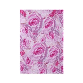 Обложка для паспорта матовая кожа с принтом Roses в Кировске, натуральная матовая кожа | размер 19,3 х 13,7 см; прозрачные пластиковые крепления | дизайн с розами | женственность | нежность | роза | розовый принт | розовый фон | розы | цветы