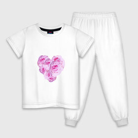 Детская пижама хлопок с принтом The Heart в Кировске, 100% хлопок |  брюки и футболка прямого кроя, без карманов, на брюках мягкая резинка на поясе и по низу штанин
 | Тематика изображения на принте: нежность | роза | розовое сердце | розовый принт | розы | романтика | сердечко | сердце