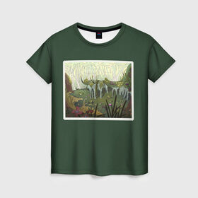 Женская футболка 3D с принтом Солнечное болото в Кировске, 100% полиэфир ( синтетическое хлопкоподобное полотно) | прямой крой, круглый вырез горловины, длина до линии бедер | болото | деревья | опасность | растения | цветы