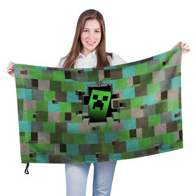 Флаг 3D с принтом Minecraft в Кировске, 100% полиэстер | плотность ткани — 95 г/м2, размер — 67 х 109 см. Принт наносится с одной стороны | minecraft | видеоигры | зеленый человечек | майнкрафт | пикселы