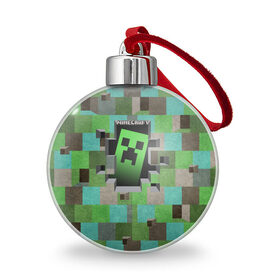 Ёлочный шар с принтом Minecraft в Кировске, Пластик | Диаметр: 77 мм | minecraft | видеоигры | зеленый человечек | майнкрафт | пикселы