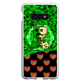 Чехол для Samsung S10E с принтом Minecraft в Кировске, Силикон | Область печати: задняя сторона чехла, без боковых панелей | minecraft | алекс | белый | блоки | ведьма | взрывчатка | визера | волк | гаст | добывать | дракон | зеленый куб | зомби | игра | крафт | крипер | кубики | лошадка | майн | майнкрафт | манкрафт | овечка | оцелот