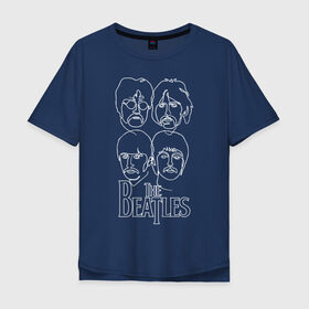 Мужская футболка хлопок Oversize с принтом The Beatles (одной линией) в Кировске, 100% хлопок | свободный крой, круглый ворот, “спинка” длиннее передней части | let it be | the beatles | битлз | битломан | битлы | всемирный день | группа | джон | джордж | известный | леннон | логотип | маккартни | музыка | музыкант | пол | популярный | портрет | ринго | рок группа | старр