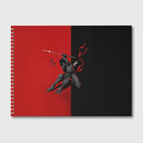 Альбом для рисования с принтом Samurai в Кировске, 100% бумага
 | матовая бумага, плотность 200 мг. | dark | боец | катана | ниндзя | самурай | тьма