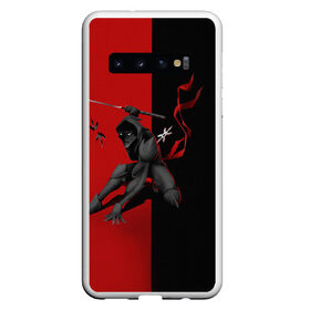 Чехол для Samsung Galaxy S10 с принтом Samurai в Кировске, Силикон | Область печати: задняя сторона чехла, без боковых панелей | Тематика изображения на принте: dark | боец | катана | ниндзя | самурай | тьма