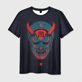 Мужская футболка 3D с принтом Samurai в Кировске, 100% полиэфир | прямой крой, круглый вырез горловины, длина до линии бедер | dark | голова с рогами | самурай | тьма | череп | череп с рогами