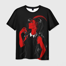 Мужская футболка 3D с принтом Дьяволица в Кировске, 100% полиэфир | прямой крой, круглый вырез горловины, длина до линии бедер | аниме | девушка | девушка с рогами | дьявол