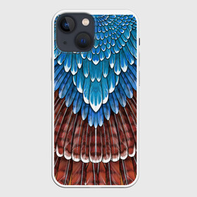 Чехол для iPhone 13 mini с принтом оперение: сойка (2) в Кировске,  |  | Тематика изображения на принте: feathers | plumage | друид | индеец | коричневый | оперение | орёл | пернатый | перо | перья | природа | птица | синий | сойка | сон