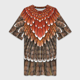 Платье-футболка 3D с принтом оперение:  орел (2) в Кировске,  |  | Тематика изображения на принте: feathers | plumage | бурый | друид | индеец | коричневый | оперение | оранжевый | орёл | пернатый | перо | перья | природа | птица | рыжий | сова | сон | ястреб
