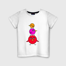 Детская футболка хлопок с принтом Птички в Кировске, 100% хлопок | круглый вырез горловины, полуприлегающий силуэт, длина до линии бедер | воробьи | деверь | животные | звери | попугаи | птицы | птички