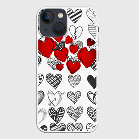 Чехол для iPhone 13 mini с принтом Сердца в Кировске,  |  | 14 февраля | hearts background | валентинов день | влюбленным | девушке | день святого валентина | жене | кардиологу | любимой | любимому | люблю | любовь | мужу | парню | сердца графика | сердца фон