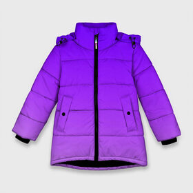 Зимняя куртка для девочек 3D с принтом Фиолетовый космос в Кировске, ткань верха — 100% полиэстер; подклад — 100% полиэстер, утеплитель — 100% полиэстер. | длина ниже бедра, удлиненная спинка, воротник стойка и отстегивающийся капюшон. Есть боковые карманы с листочкой на кнопках, утяжки по низу изделия и внутренний карман на молнии. 

Предусмотрены светоотражающий принт на спинке, радужный светоотражающий элемент на пуллере молнии и на резинке для утяжки. | звезды | космос | марс | неон | нло | планета | планеты