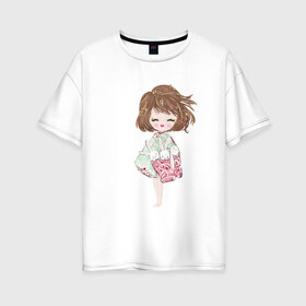 Женская футболка хлопок Oversize с принтом Беззаботная радость в Кировске, 100% хлопок | свободный крой, круглый ворот, спущенный рукав, длина до линии бедер
 | 8 марта | dreams | всемирный женский день | цветы