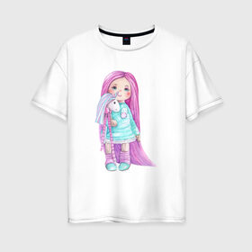 Женская футболка хлопок Oversize с принтом Маленькая девочка в Кировске, 100% хлопок | свободный крой, круглый ворот, спущенный рукав, длина до линии бедер
 | 8 марта | dreams | всемирный женский день | цветы
