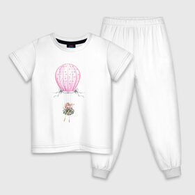 Детская пижама хлопок с принтом Девочка на воздушном шаре в Кировске, 100% хлопок |  брюки и футболка прямого кроя, без карманов, на брюках мягкая резинка на поясе и по низу штанин
 | 8 марта | dreams | всемирный женский день | цветы