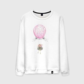 Мужской свитшот хлопок с принтом Девочка на воздушном шаре в Кировске, 100% хлопок |  | 8 марта | dreams | всемирный женский день | цветы