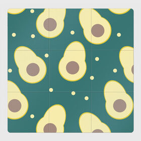 Магнитный плакат 3Х3 с принтом Авокадо в Кировске, Полимерный материал с магнитным слоем | 9 деталей размером 9*9 см | Тематика изображения на принте: авокадо | диета | еда | завтрак | здоровое питание | зеленый | зож | перекус | узор