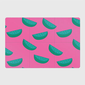 Магнитный плакат 3Х2 с принтом Арбузы на розовом в Кировске, Полимерный материал с магнитным слоем | 6 деталей размером 9*9 см | арбуз | зеленый | летний | паттерн | подарок | простой | розовыйй | тропический | узор | фрукт