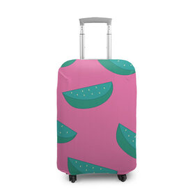 Чехол для чемодана 3D с принтом Арбузы на розовом в Кировске, 86% полиэфир, 14% спандекс | двустороннее нанесение принта, прорези для ручек и колес | арбуз | зеленый | летний | паттерн | подарок | простой | розовыйй | тропический | узор | фрукт