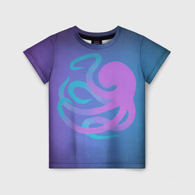 Детская футболка 3D с принтом Осьминог в Кировске, 100% гипоаллергенный полиэфир | прямой крой, круглый вырез горловины, длина до линии бедер, чуть спущенное плечо, ткань немного тянется | Тематика изображения на принте: octopus | tentacles | морское животное | осьминог | тентакли | щупальца