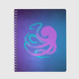 Тетрадь с принтом Осьминог в Кировске, 100% бумага | 48 листов, плотность листов — 60 г/м2, плотность картонной обложки — 250 г/м2. Листы скреплены сбоку удобной пружинной спиралью. Уголки страниц и обложки скругленные. Цвет линий — светло-серый
 | Тематика изображения на принте: octopus | tentacles | морское животное | осьминог | тентакли | щупальца