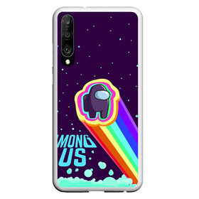 Чехол для Honor P30 с принтом AMONG US neon rainbow в Кировске, Силикон | Область печати: задняя сторона чехла, без боковых панелей | Тематика изображения на принте: детский | космос | неоновый | радуга | стильная | тренд | яркий