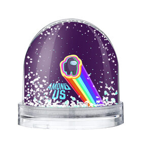 Снежный шар с принтом AMONG US neon rainbow в Кировске, Пластик | Изображение внутри шара печатается на глянцевой фотобумаге с двух сторон | детский | космос | неоновый | радуга | стильная | тренд | яркий