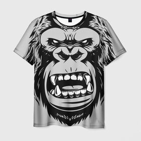 Мужская футболка 3D с принтом animal crunch в Кировске, 100% полиэфир | прямой крой, круглый вырез горловины, длина до линии бедер | angry | animal | power | горилла | животное | злой | спорт