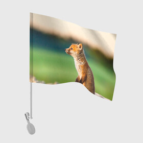 Флаг для автомобиля с принтом Лиса в Кировске, 100% полиэстер | Размер: 30*21 см | fox | foxy | животное | звери | лиса | лисенок | лисичка | милая | рыжая | фокс