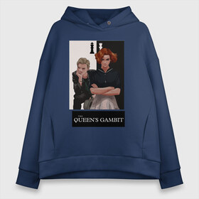 Женское худи Oversize хлопок с принтом Queens Gambit Ход Королевы в Кировске, френч-терри — 70% хлопок, 30% полиэстер. Мягкий теплый начес внутри —100% хлопок | боковые карманы, эластичные манжеты и нижняя кромка, капюшон на магнитной кнопке | the queens gambit | бэт хармон | королева | милая девушка | рыжая | рыжая девушка | сериал | сериал про шахматы | ход королевы | шахматы | элизабет хармон